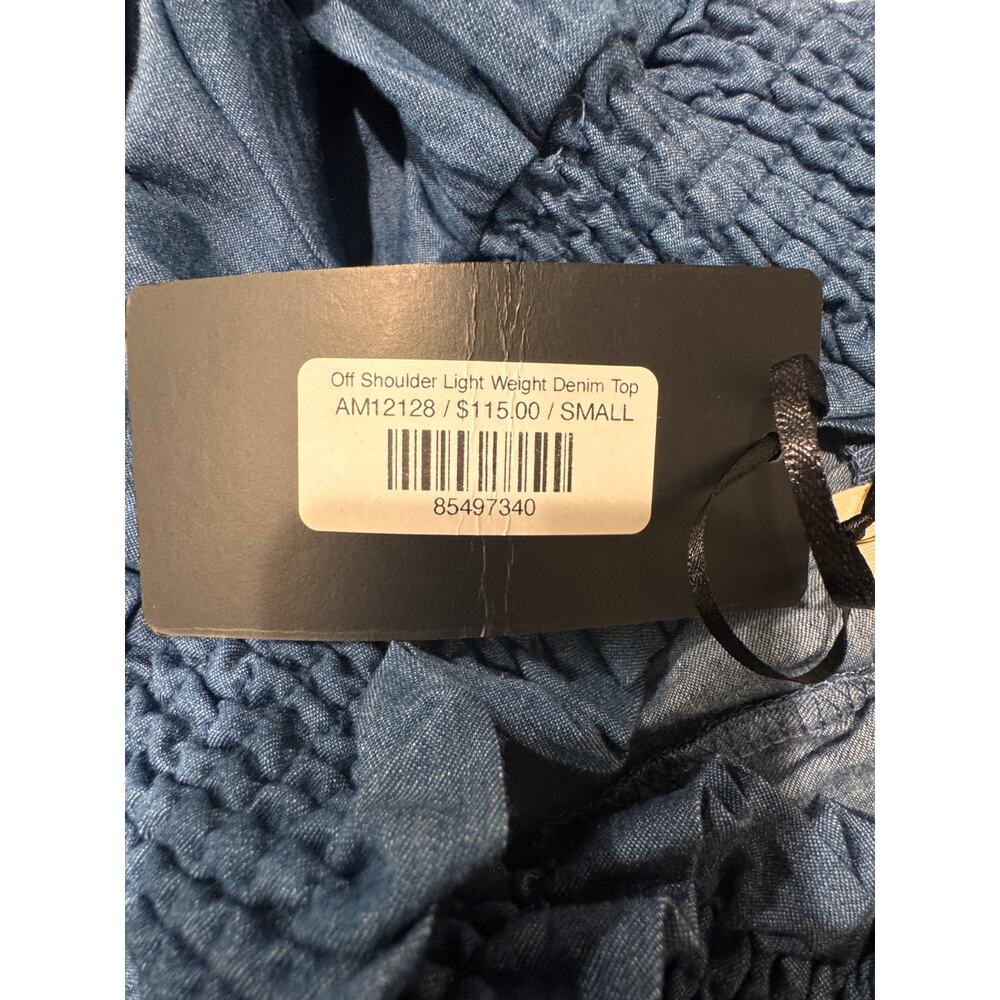 Amoli Off Shoulder Lightweight Denim Top Size S NWT - Picture 3 of 7
